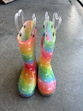 Western Chief Rainbow Heart Kids Rain Boots — Pastel Multicolor